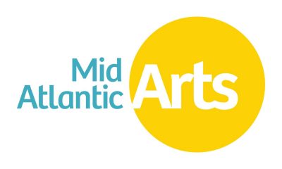  Logo that reads "Mid Atlantic Arts." The first two words are teal, the third word is white inside a yellow circle. This is all on a white background.