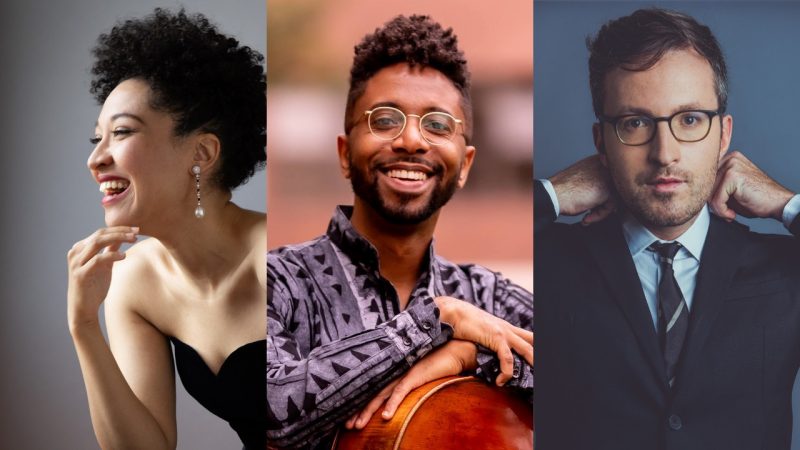 bullock-woods-hanick_composite-web3 A composite image of headshots of, from left, soprano Julia Bullock, cellist Seth Parker Woods, and pianist Conor Hanick