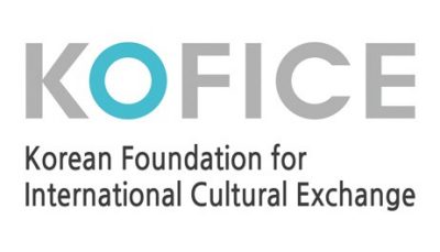  A logo with capital grey text at top reads "KOFICE," except the O is teal. Below that, black text reads "Korean Foundation for International Cultural Exchange"