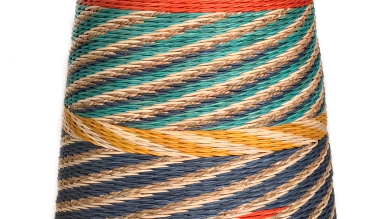  Kari Lønning's "Summer Beach Series #3," 2019 (detail); dyed rattan reed; 15 x 12 inches; courtesy of the artist