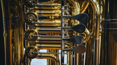  A close up shot of a brass instrument