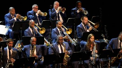  12 members of Jazz at Lincoln Center Orchestra perform on stage