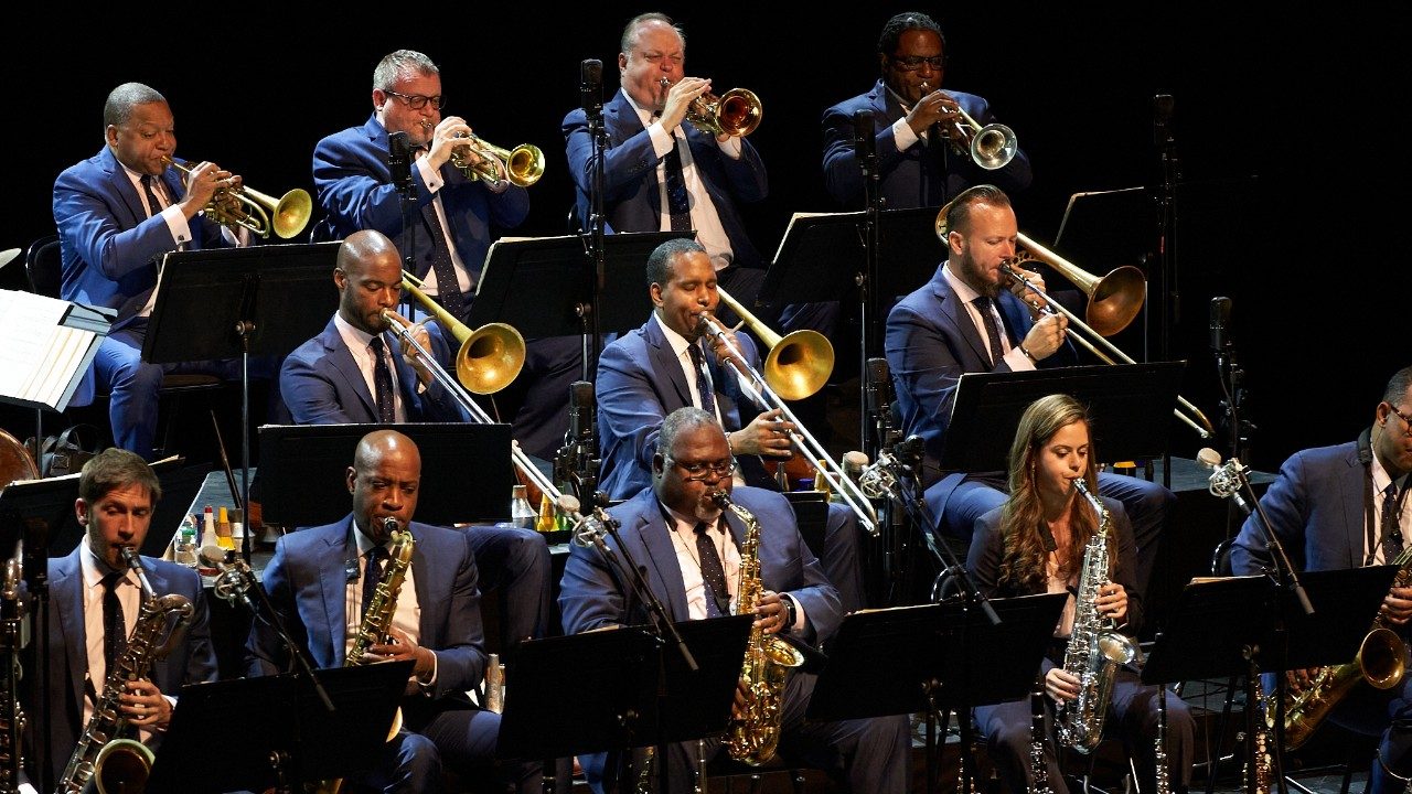  12 members of Jazz at Lincoln Center Orchestra perform on stage